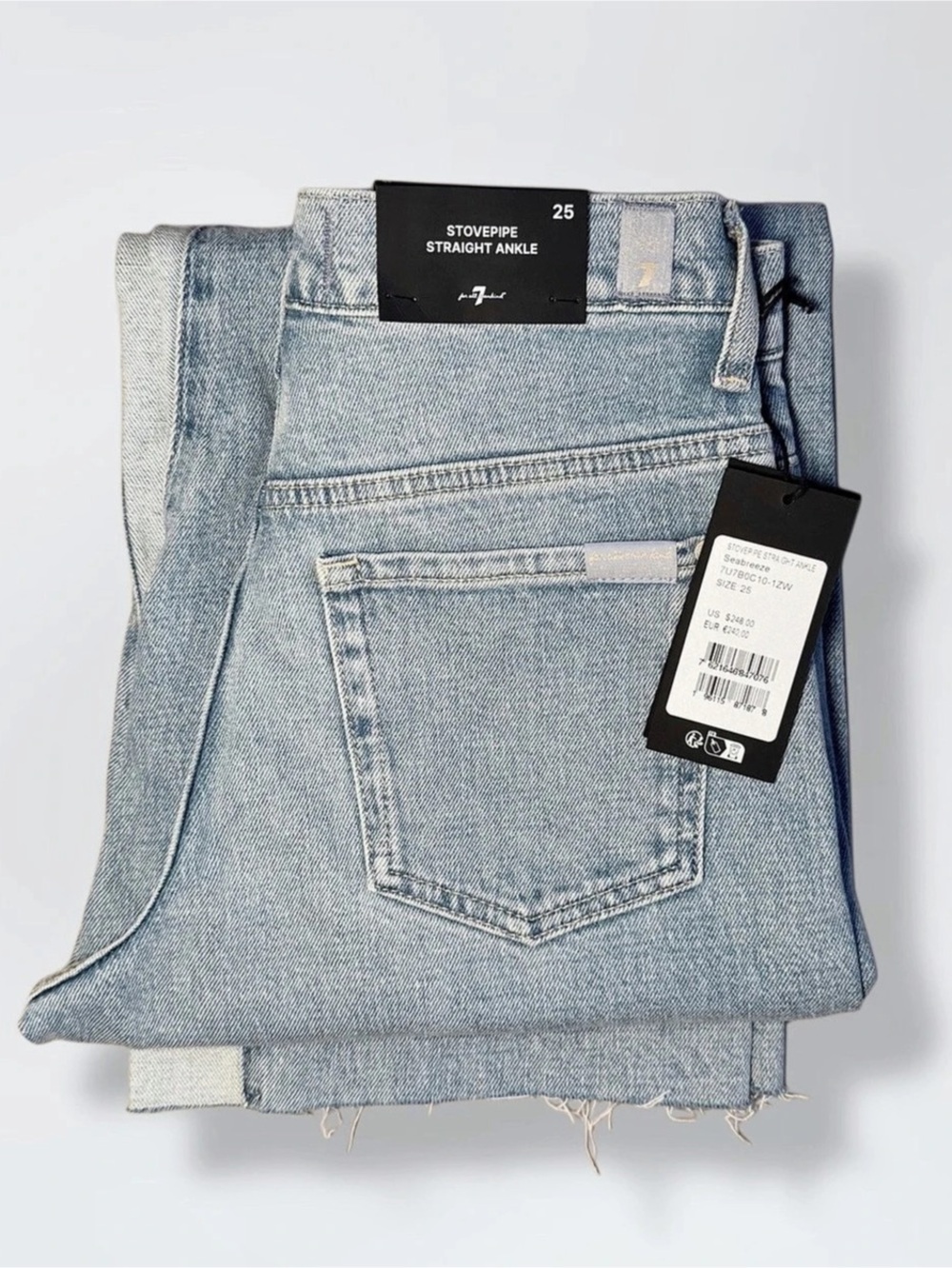 7 For All Mankind Stovepipe Straight Ankle Jeans Seabreeze NWT